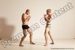 Underwear Martial art Man - Man White Moving poses Athletic Short Blond Dynamic poses Academic